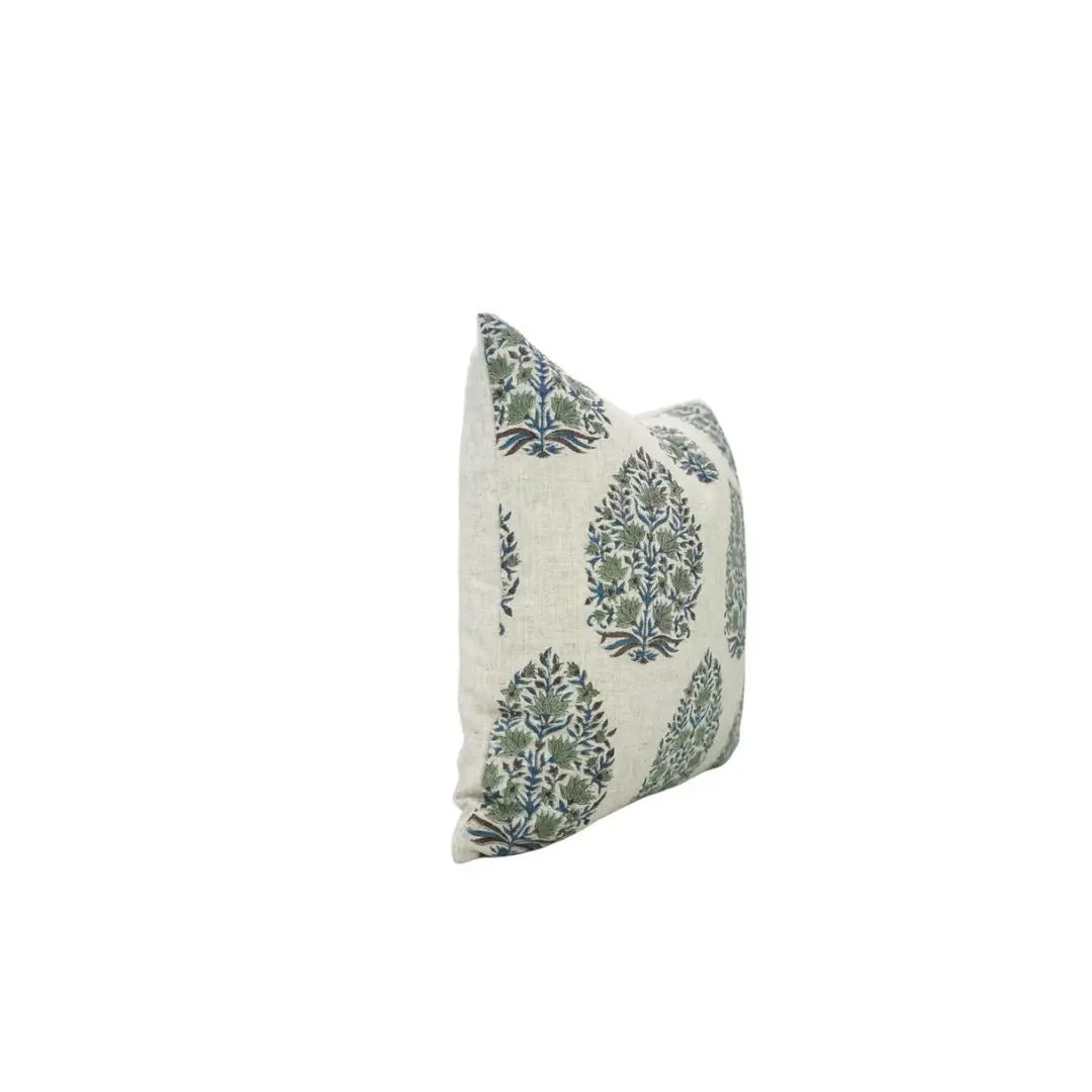 Unique Hand Made Block Printed Viscose Linen Pillow Cover- Kumud