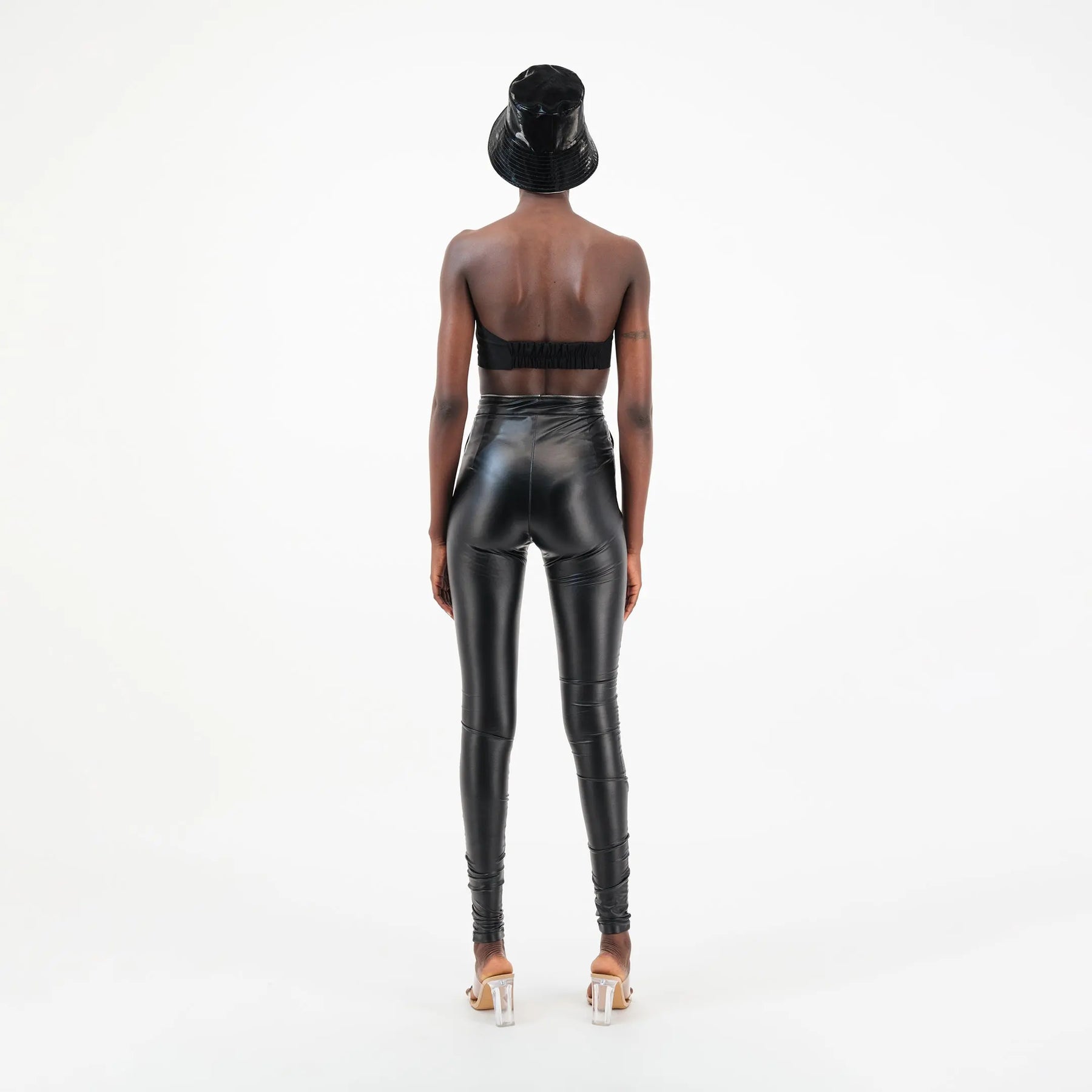 Zipper Detail Leather Pants