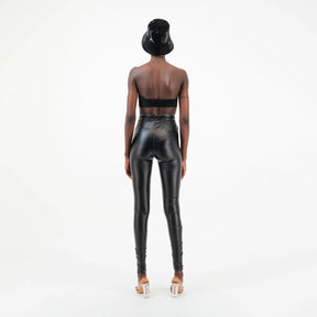 Zipper Detail Leather Pants