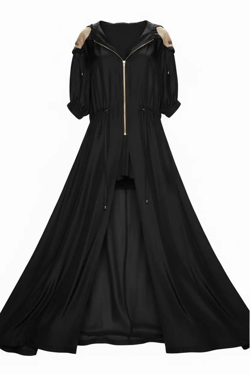 Hooded Silk Anorak Duster