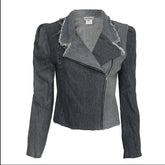 Angie Convertible Collar Moto Jacket -Distressed Black