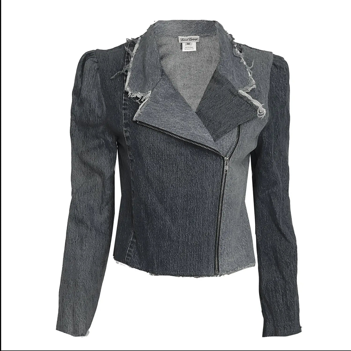 Angie Convertible Collar Moto Jacket -Distressed Black