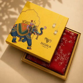 Royal Elephant Red Stole Heritage Gift Box