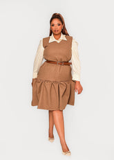 Makena Sculpted Midi Dress - Camel