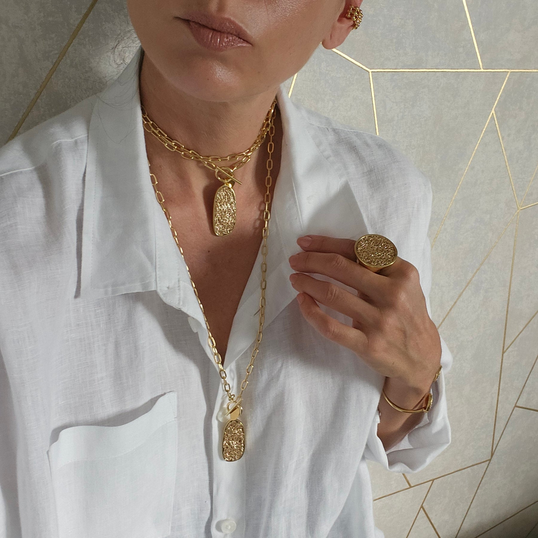 Element Gold Long Pendant Necklace