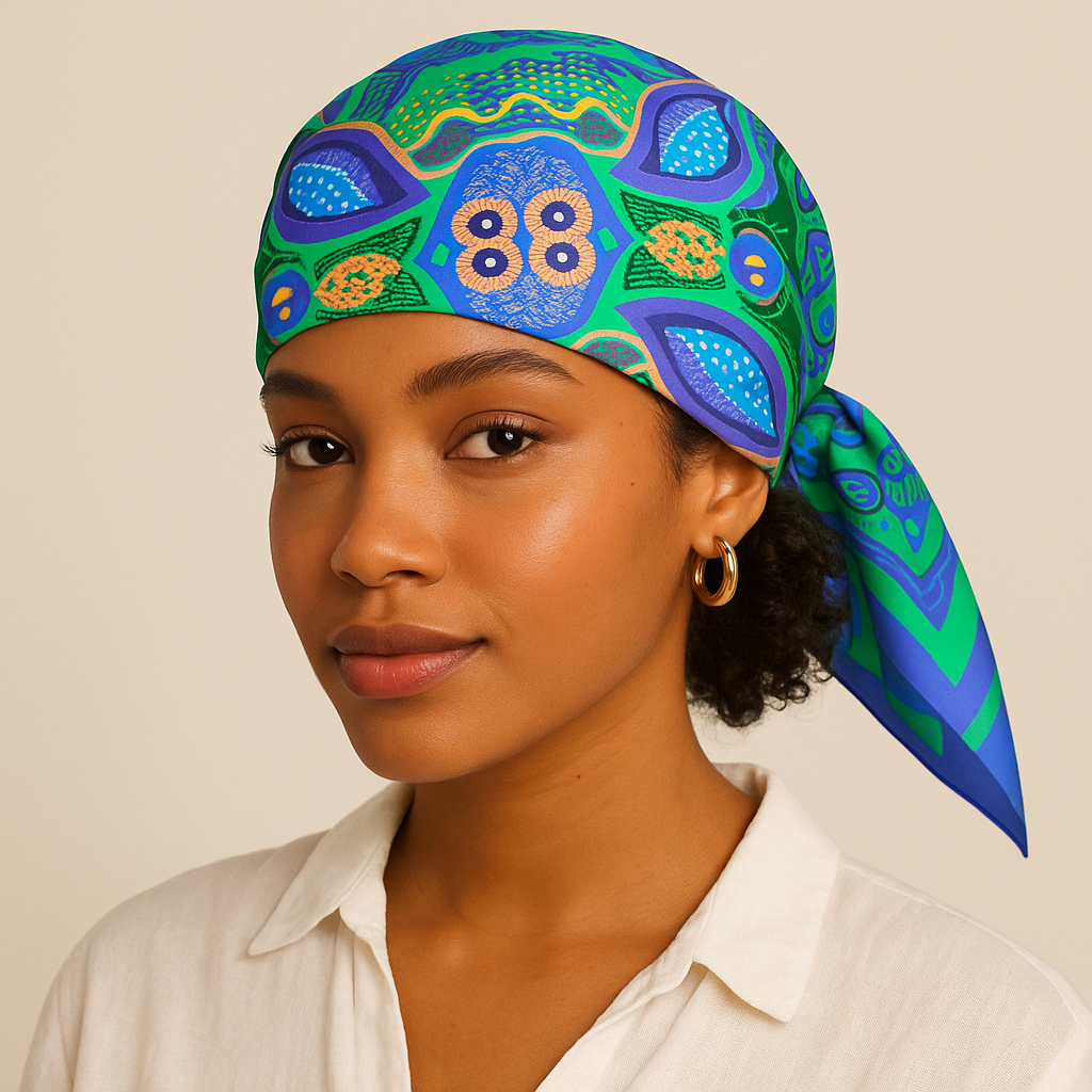Matriarch Pattern Print Scarf | Blue