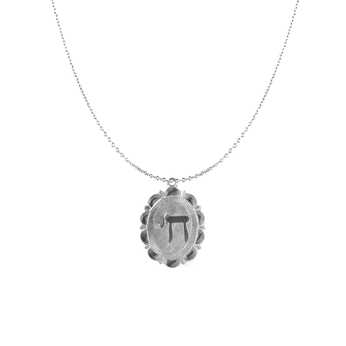 Chai Charm Necklace Sterling Silver Flower Frame