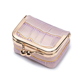 Luxury Genuine Leather Mini Kiss-Lock Coin Purse