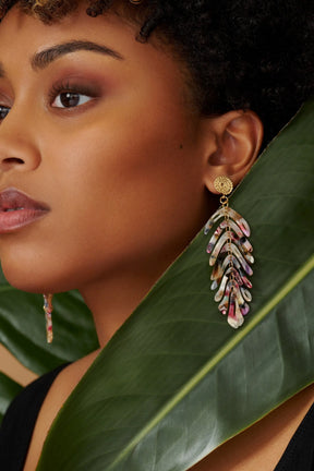 Multi Color Monstera Earrings