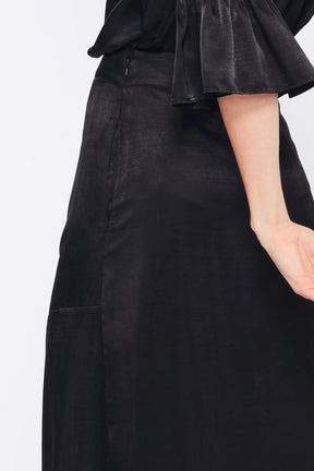 Olenka Asymmetric Ruched Skirt | Black