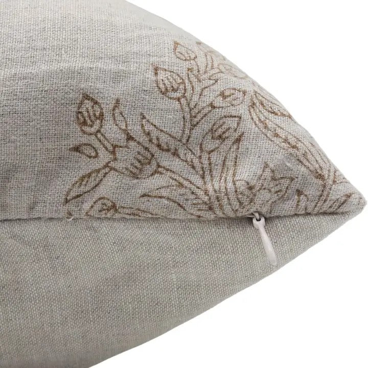 Indian Hand Block Printed Design Pure Linen Pillow Cover - Vrindavan