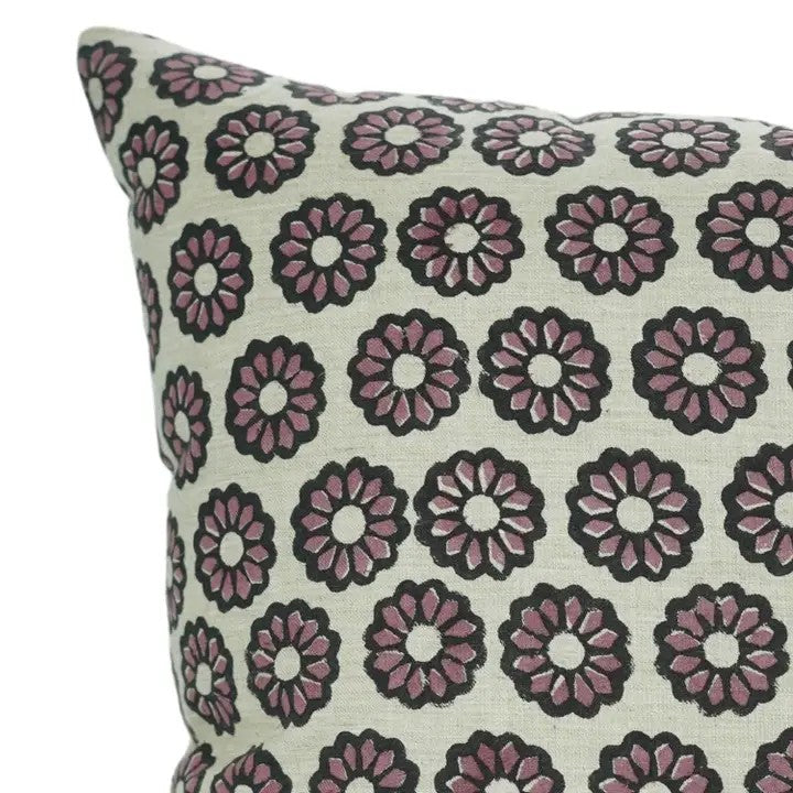 Stylish Block Printed Linen Blend Cushion Cover - Bulbul