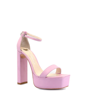 Elegant Pink Suede Heeled Sandals Cande