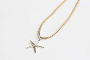 Large Sterling Silver Sea Star Charm on Faux Suede