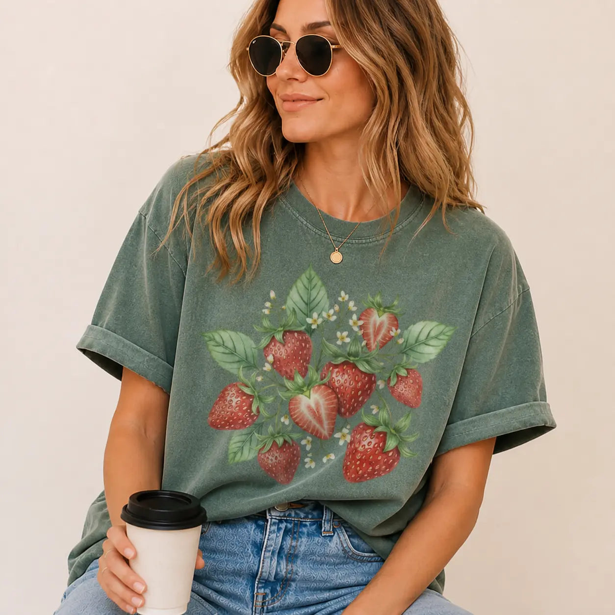 Botanical Strawberry Garden Graphic Tee