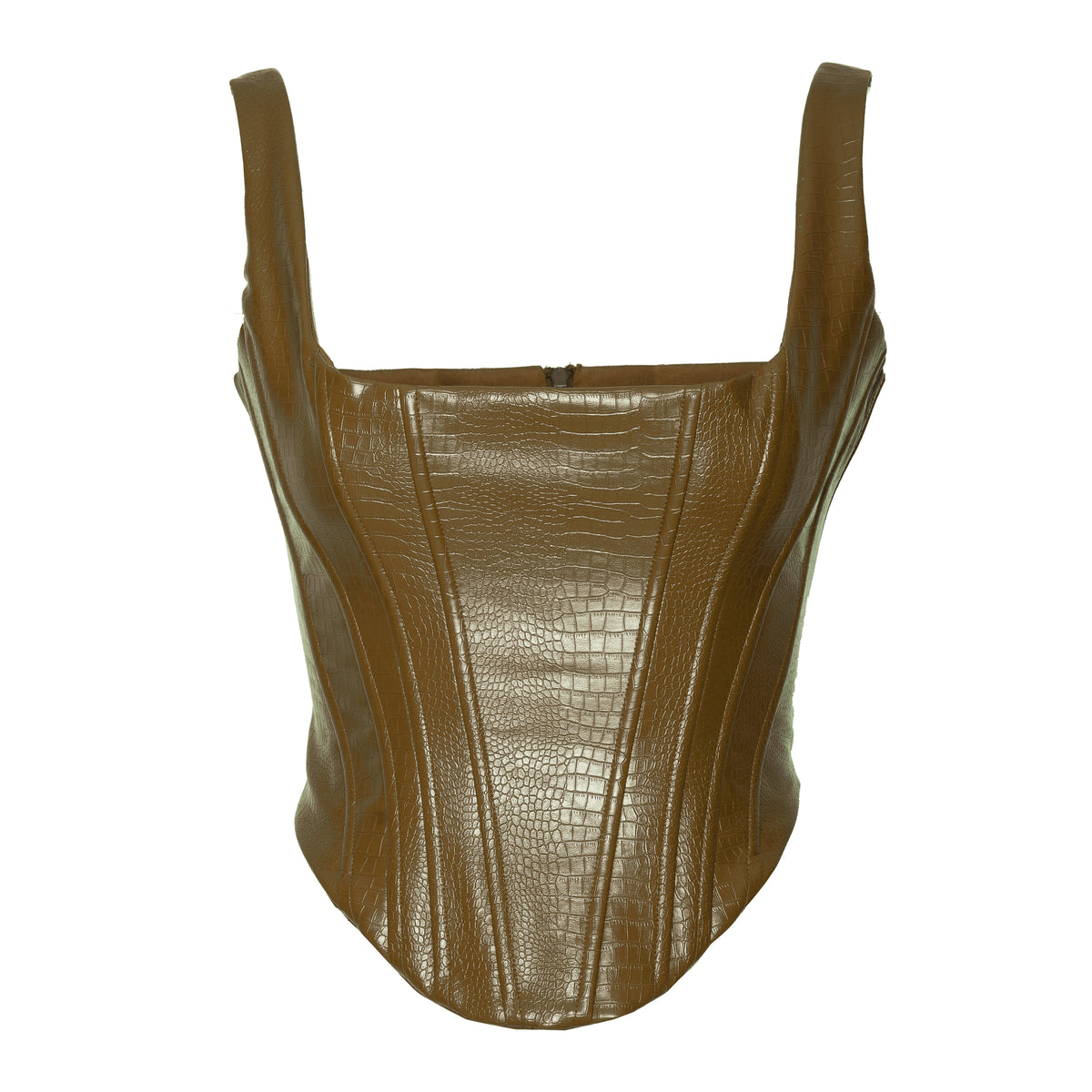 ONO Faux Leather Corset Top  in Olive