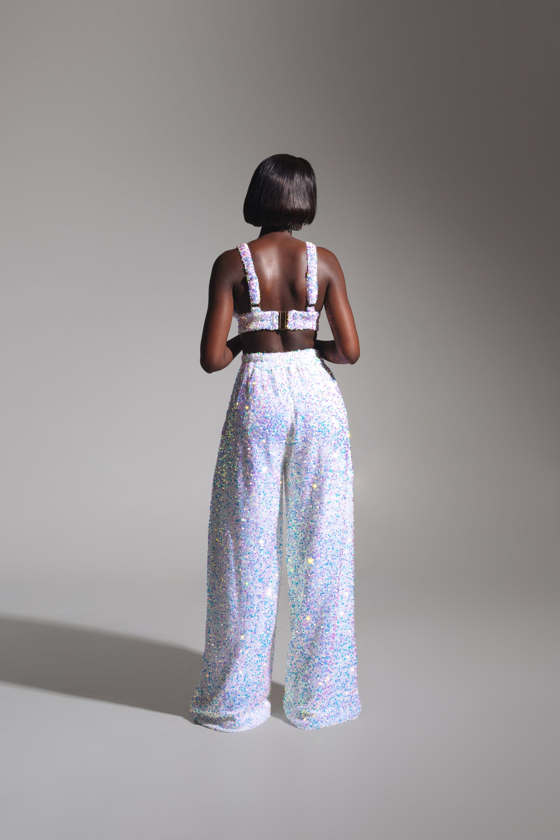 LIZA Sequin Bra Top in PEARL