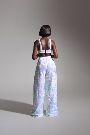 LIZA Sequin Bra Top in PEARL