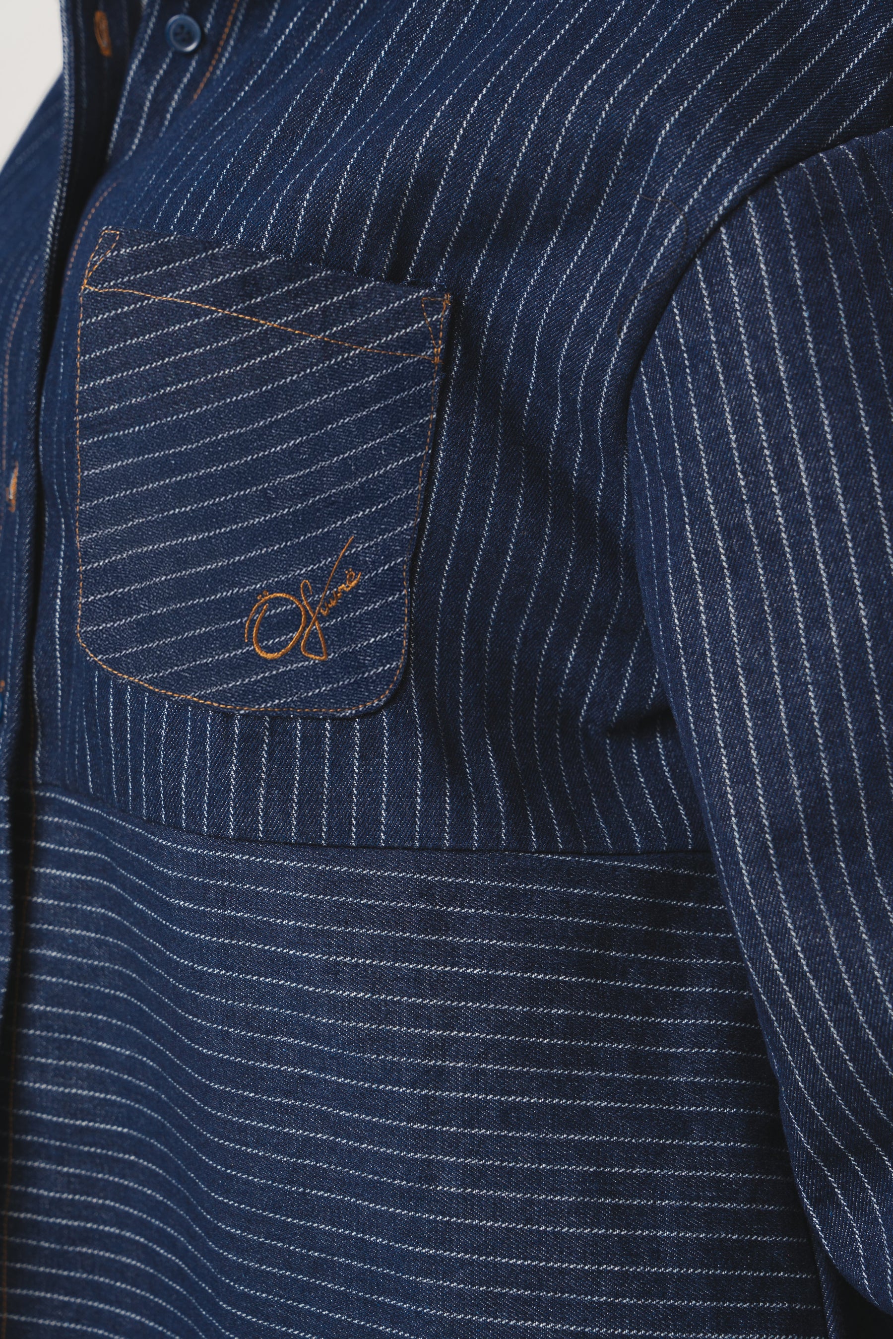 Denim Pinstripe TIA Button Up Shirt