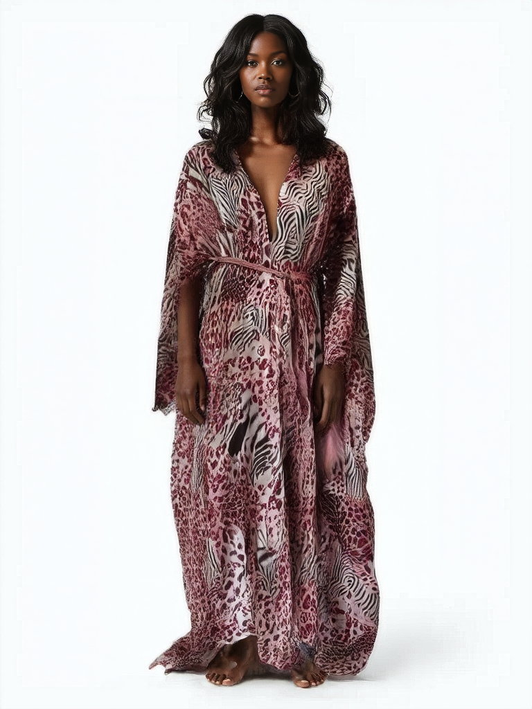 Pink Animal Print Kamala Kimono
