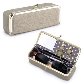 Luxury Genuine Leather Kiss-Lock Makeup & Accessories Case