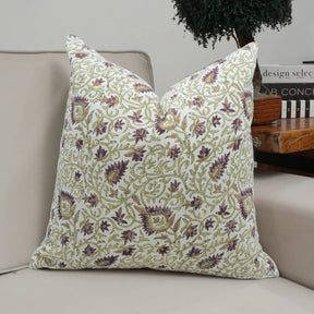 Hand Block Print Heavy Viscose Linen Throw Pillow Cover - Hawamahal