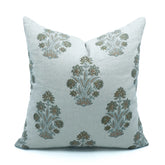 Handmade Floral Block Print Thick Linen Home Pillow Cover - Morpankh