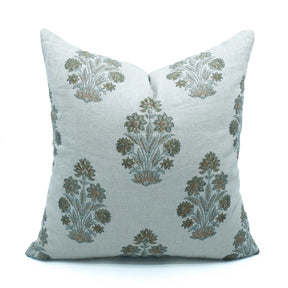 Handmade Floral Block Print Thick Linen Home Pillow Cover - Morpankh