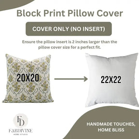 Natural Hand Block Printed Viscose Linen Pillow Cover - Vishal Pushp