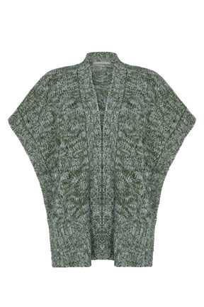 Dayana Alpaca Fringe Poncho | Olive Melange