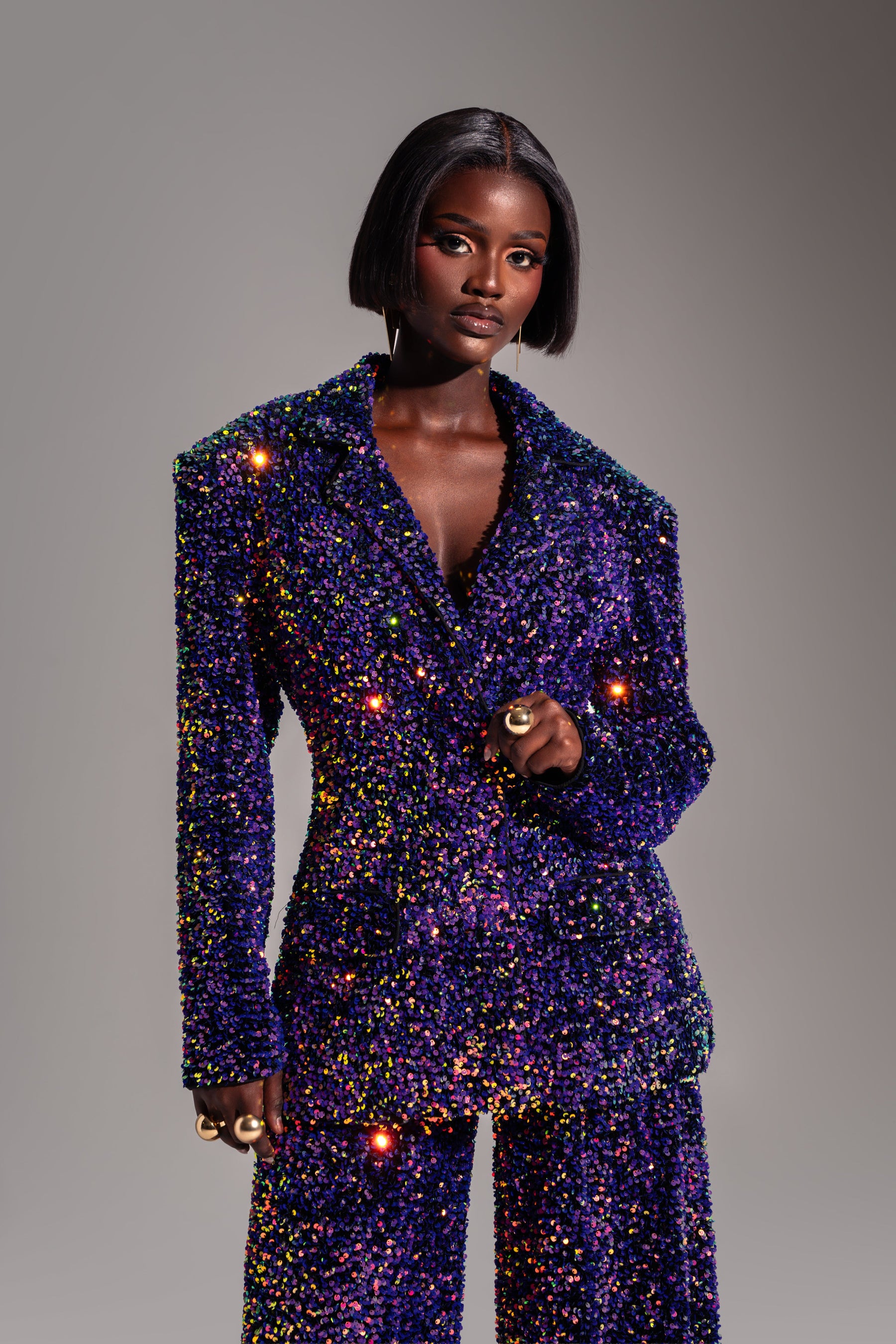 LIZA Sequin Blazer in TANZANITE