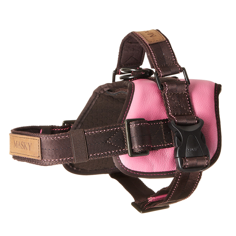 Mayo Leather Harness • Fuchsia ~ Brown