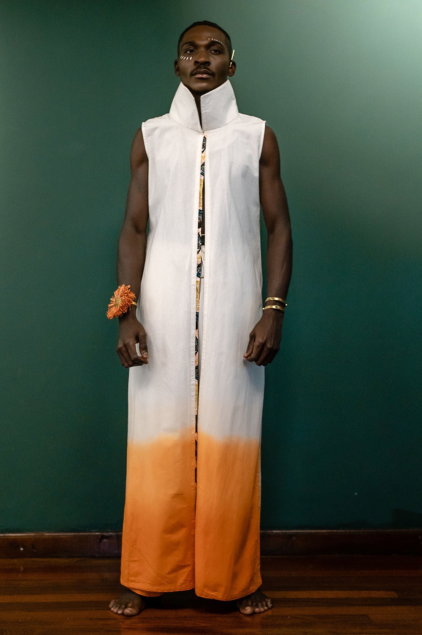Fire Draped Sleeveless Ombrã© Vest Set