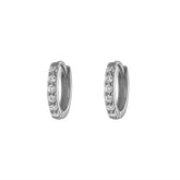 Silver Pavé Seven Mm Huggie Hoop Earring