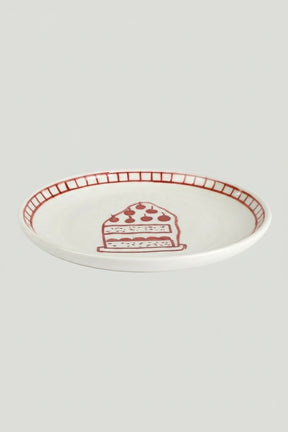 Ceramic Celebration Dessert Plate Red ( Set Of 2 ), 7 Inches