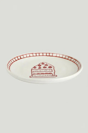 Ceramic Celebration Dessert Plate Red ( Set Of 2 ), 7 Inches