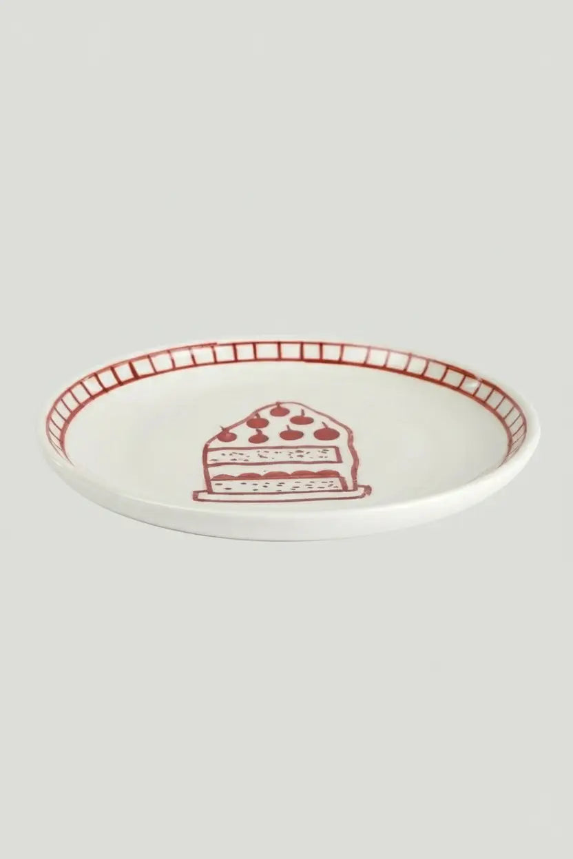 Ceramic Celebration Dessert Plate Red ( Set Of 2 ), 7 Inches