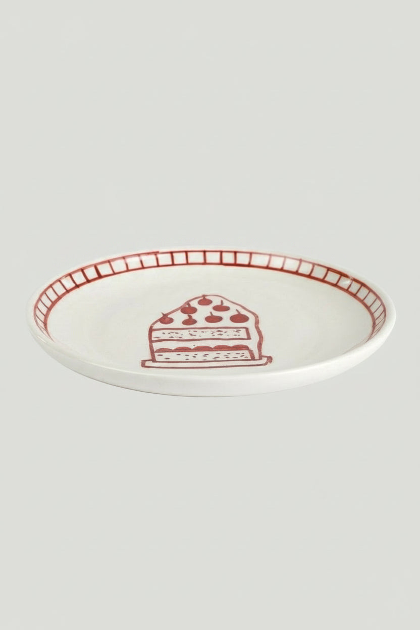 Ceramic Celebration Dessert Plate Red ( Set Of 2 ), 7 Inches