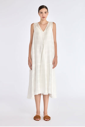Lenox Godet Dress | Off White