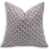 Unique Floral Block Print Thick Linen Pillow Cover - Alia