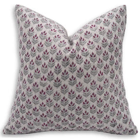 Unique Floral Block Print Thick Linen Pillow Cover - Alia