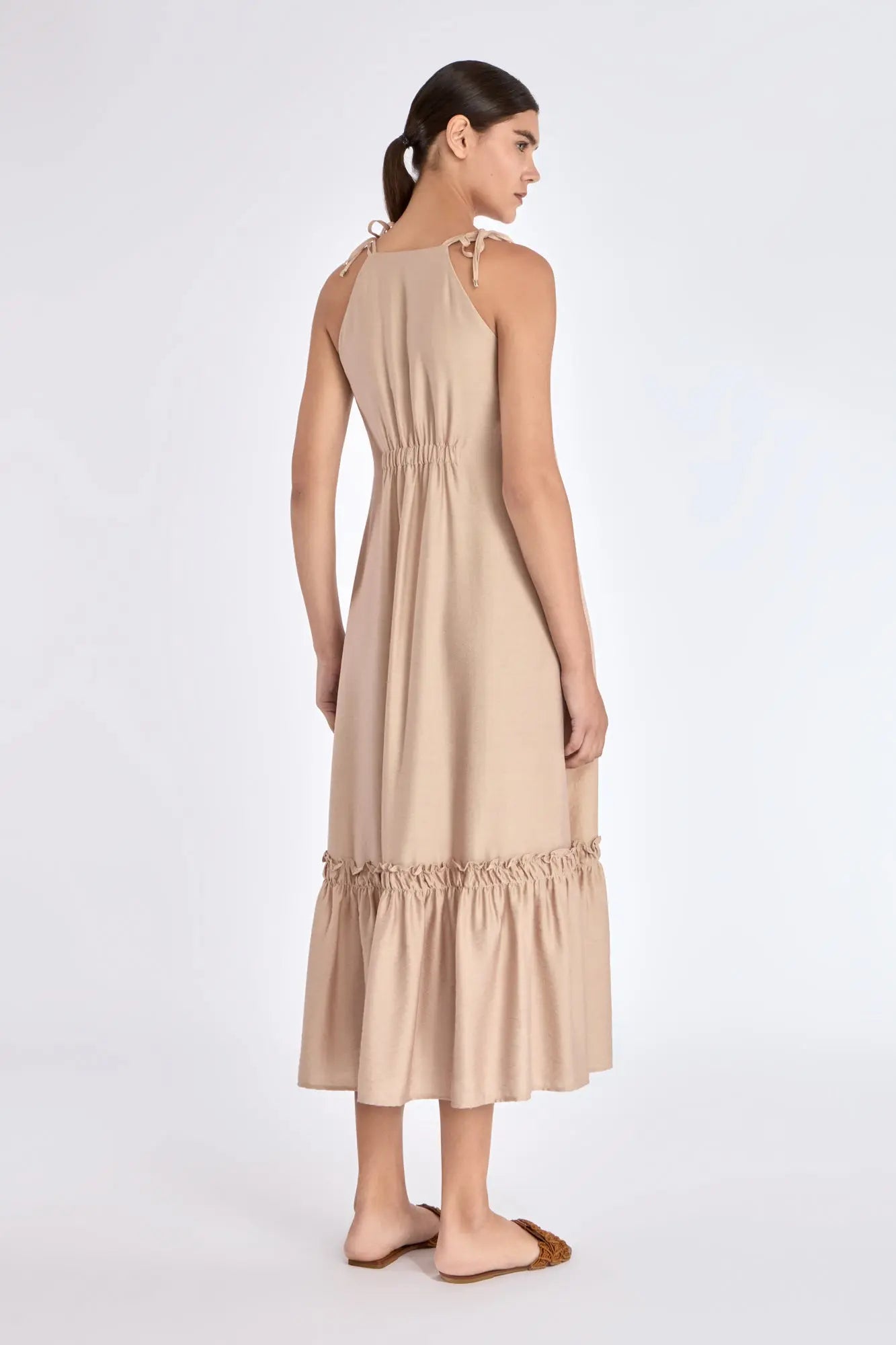 Blake Ruffle Detail Maxi Dress | Nude