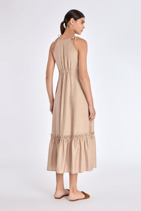 Blake Ruffle Detail Maxi Dress | Nude