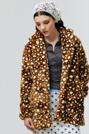 BRIELLE BAMBI FAUX FUR COAT