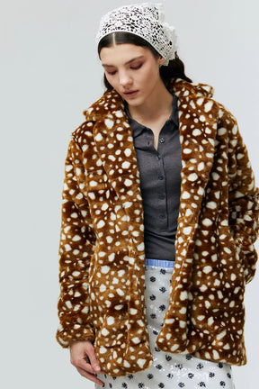 BRIELLE BAMBI FAUX FUR COAT