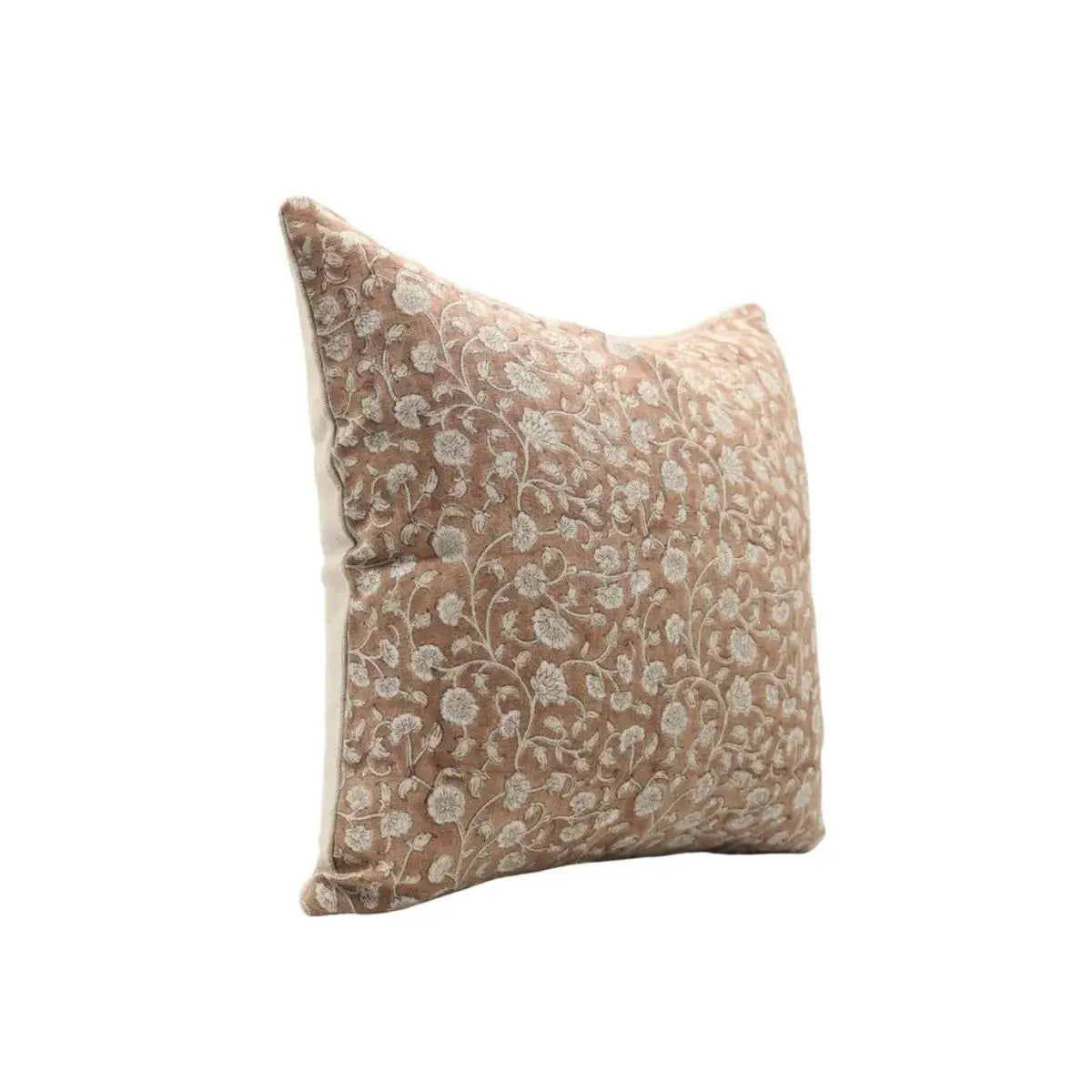 Stylish Floral Block Print Thick Linen Cushion Cover - Himachal