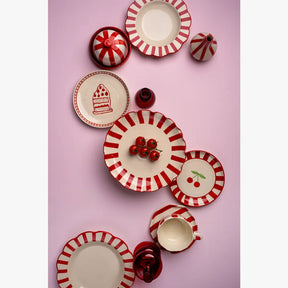 Ceramic Celebration Dessert Plate - Red, 7 Inches (Set of 2)