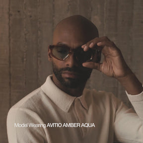 Avitio Sunglasses with Amber Frame & Aqua Lens