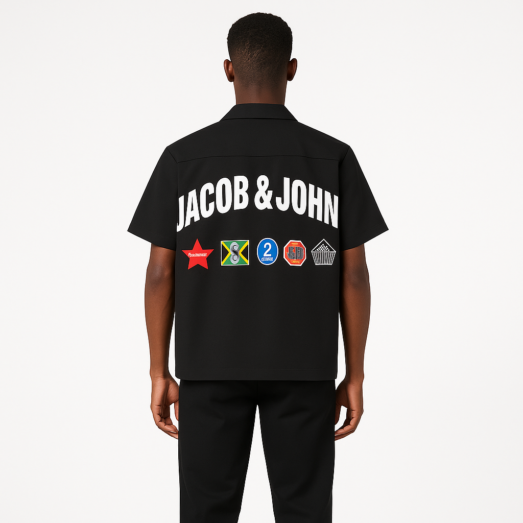 Black Logo Patch Cargo Shirt