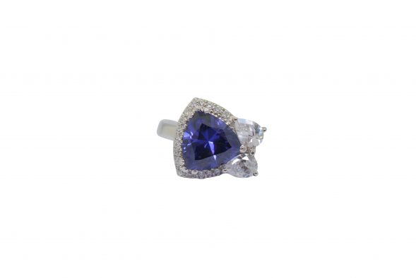 Tanzanite Blue Trillion Cut Ring